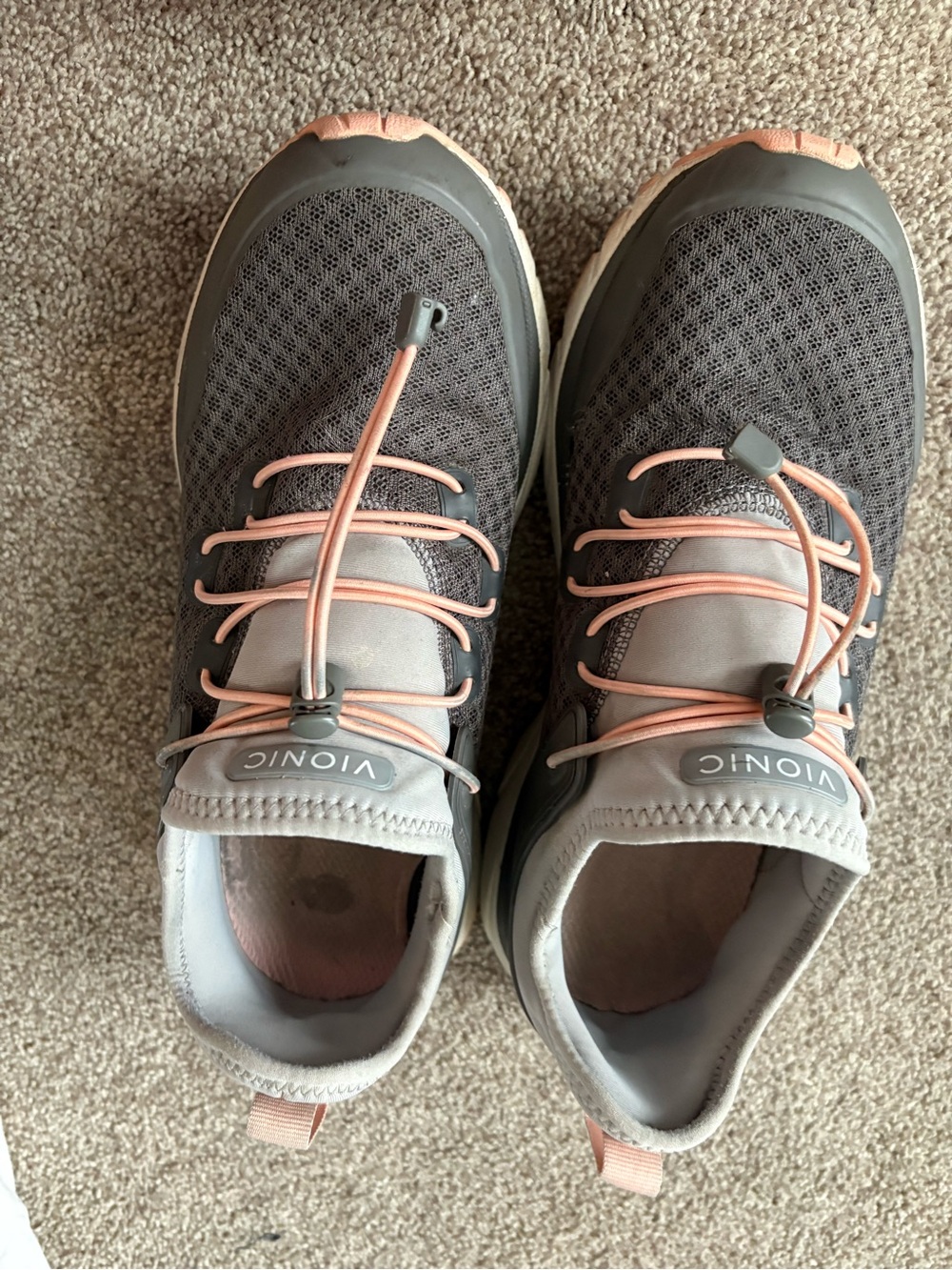 Vionic Women's Gray and Peach Slip-On Athletic Sneakers